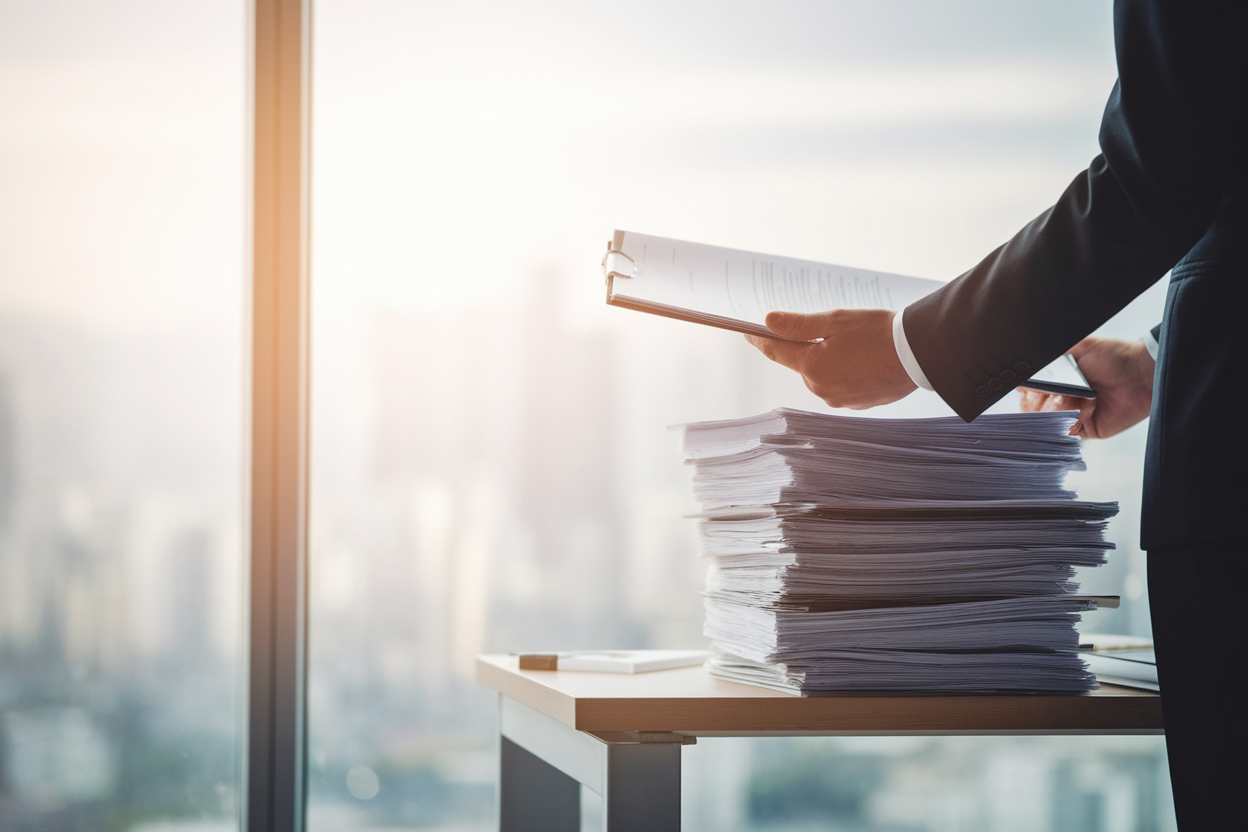 bureau-personne-dos-documents-fenetre