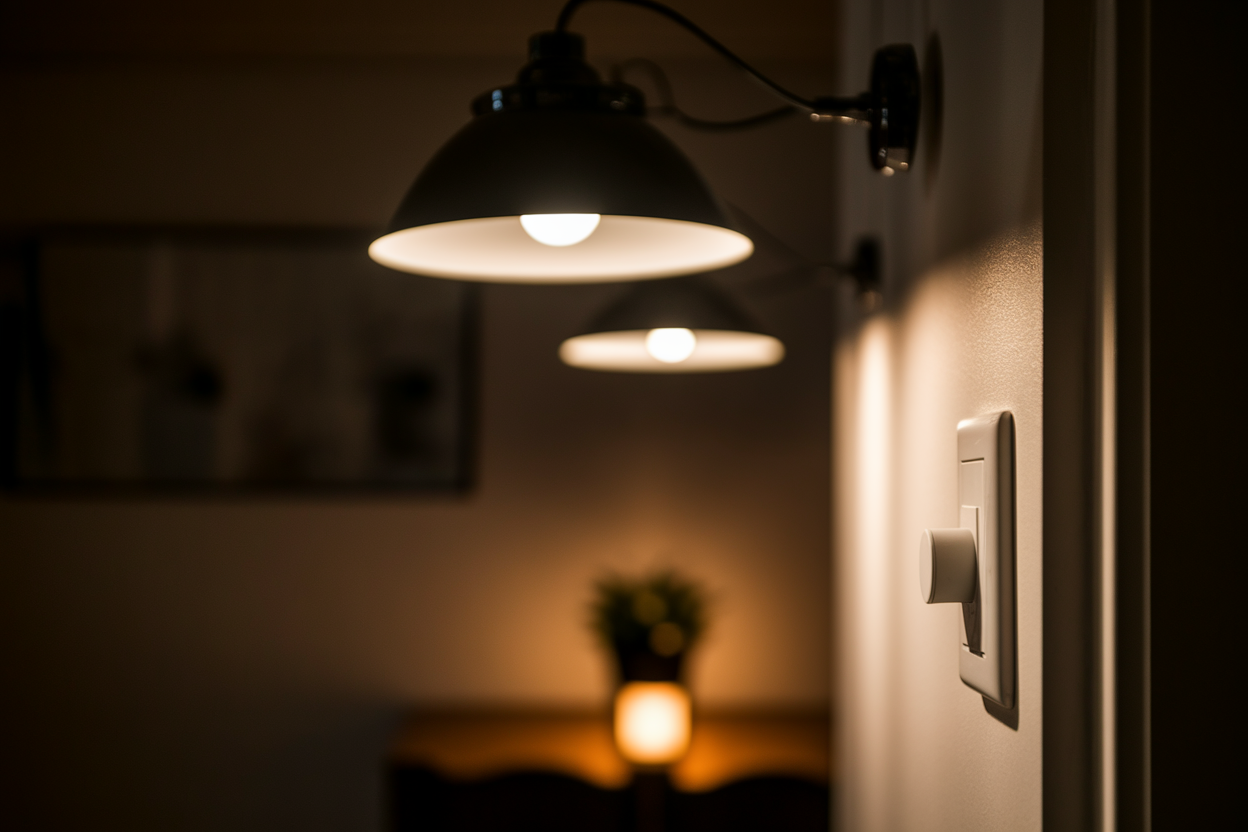 luminaire-allume-interrupteur-eteint-flou