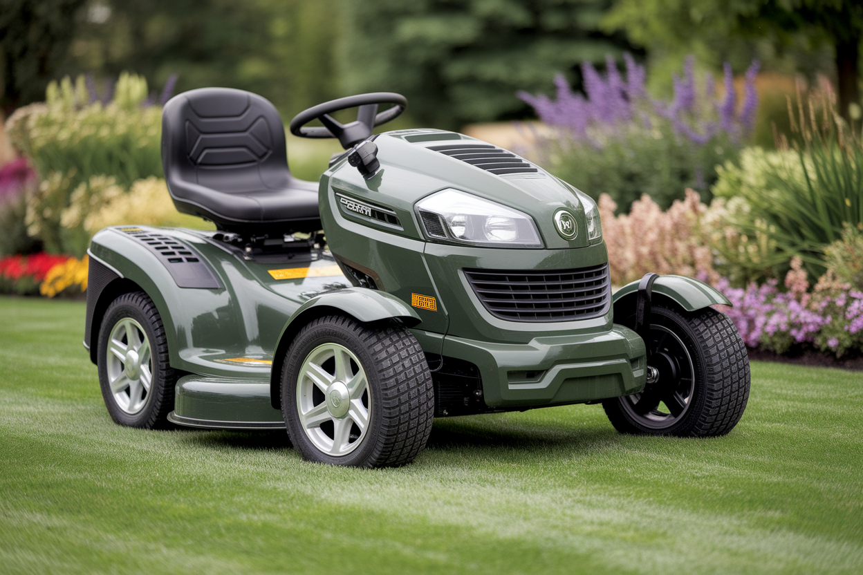 tondeuse-trois-roues-jardin-fleuri