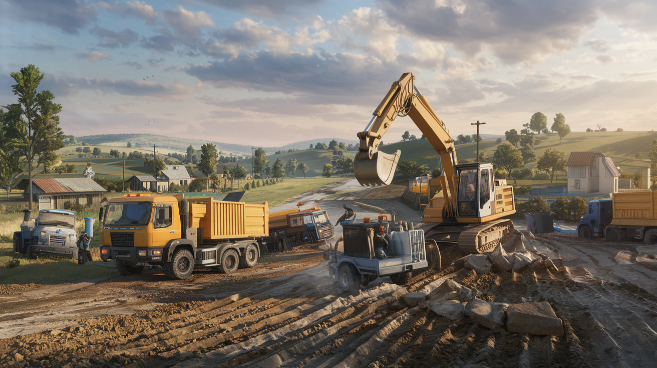 chantier-engins-collines-ciel-nuageux