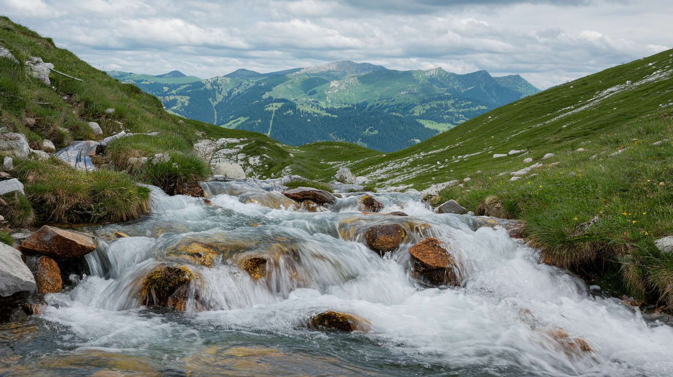 montagne-torrents-verdoyantes-ciel-nuageux