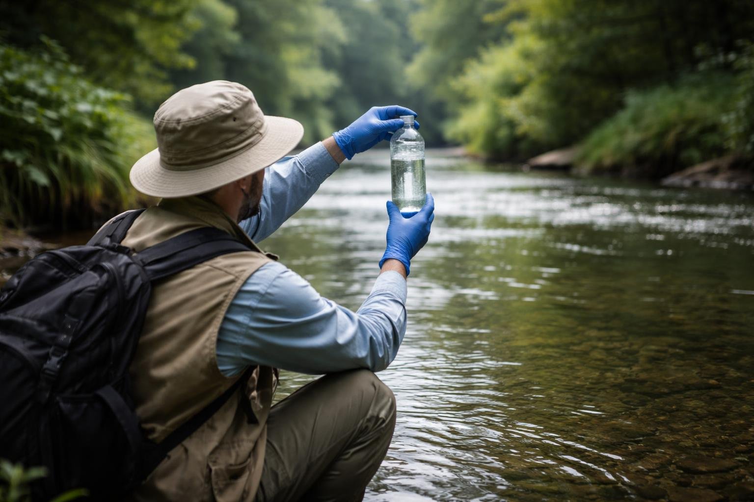 rivière-calme-scientifique-echantillon-eau