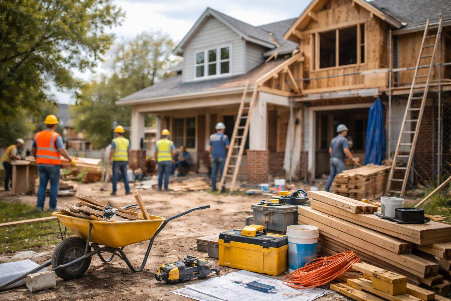 maison-renovation-travailleurs-outils-chantier
