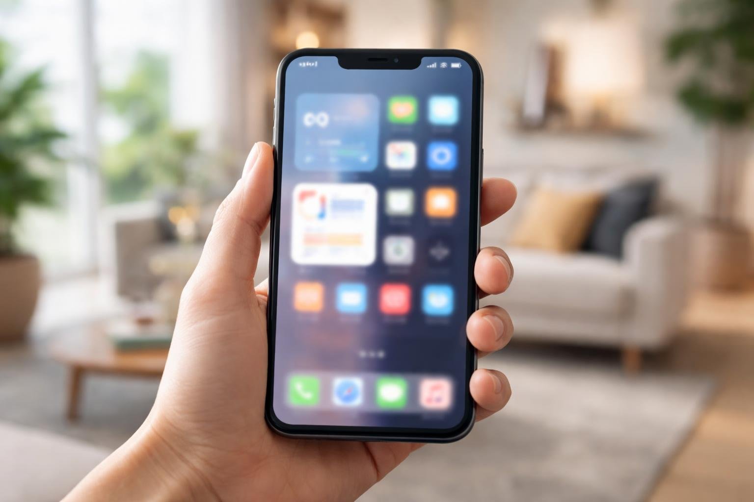smartphone-main-interface-floue-salon-elegant