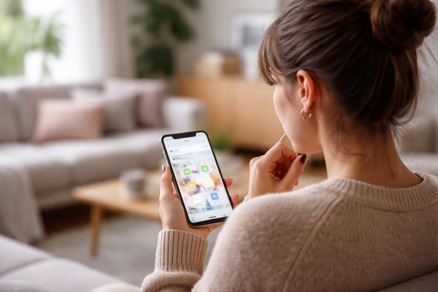 personne-smartphone-salon-moderne-flou