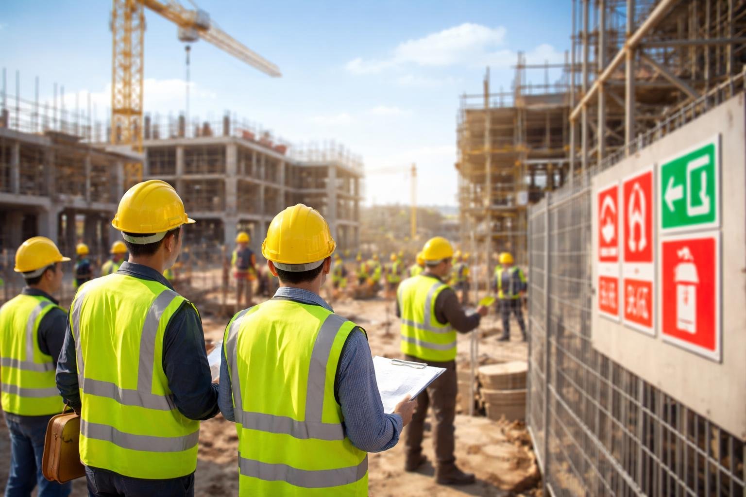chantier-ouvriers-casques-ciel-bleu