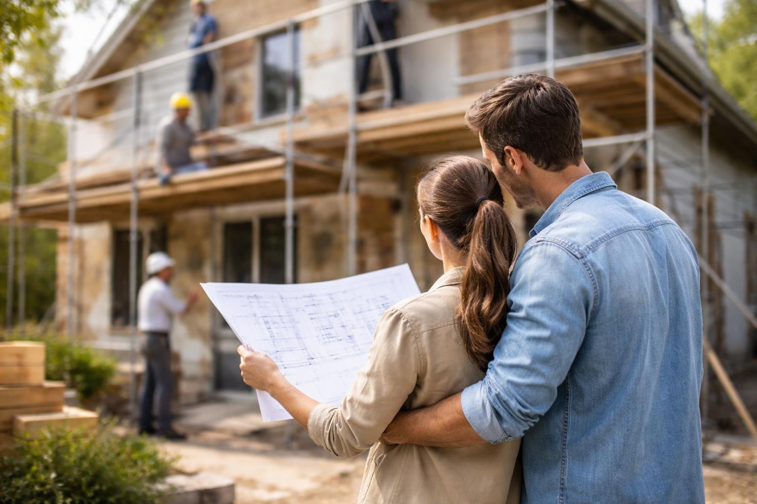couple-plan-maison-renovation-echafaudages